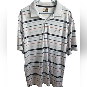 Greg Norman Play Dry Golf Polo Shirt Men Large L Striped Performance Shark
